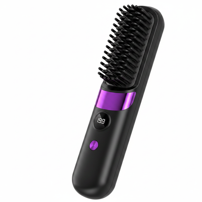 Black & Purple Wireless Hair Straightening Brush
