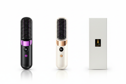 New black/purple and beige brushes with white Stock Rocket box on white background