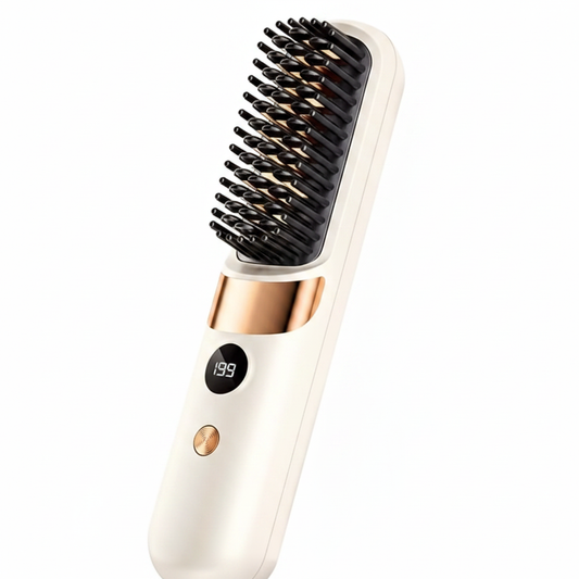 Wireless Hair Straightening Brush - Clean White Background